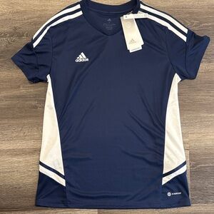 Adidas Dark Blue and White Athletic Shirt